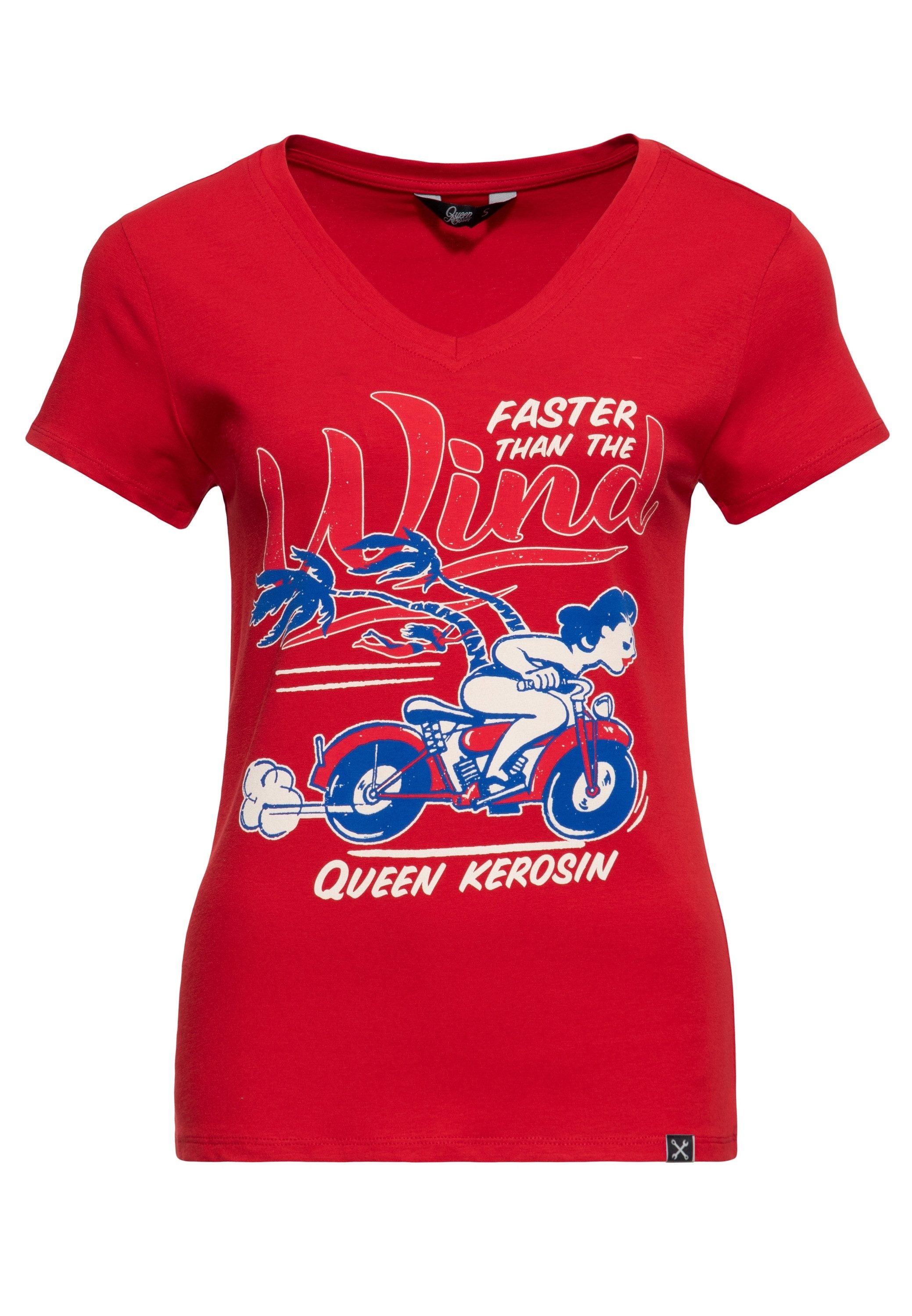 QueenKerosin Print-Shirt Faster Than The Wind günstig online kaufen