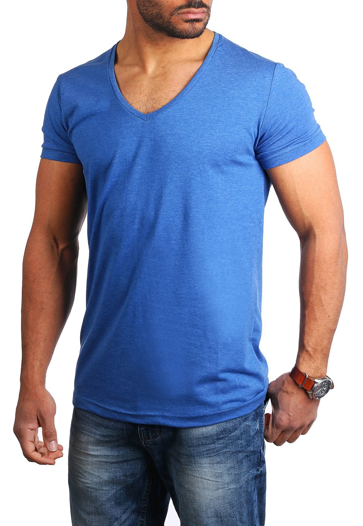 Young & Rich T-Shirt Herren Uni Basic extra tiefer Ausschnitt Unterziehshir günstig online kaufen