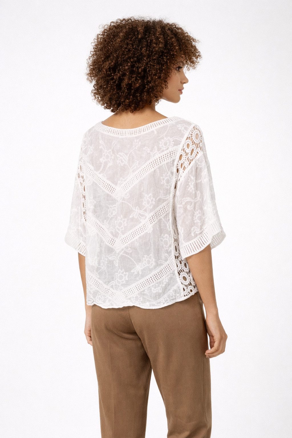 ITALY VIBES Tunika - Poncho - Tunikabluse - Häkelbluse im boho Stil für Damen ONE SIZE / passend für Größe S - XL