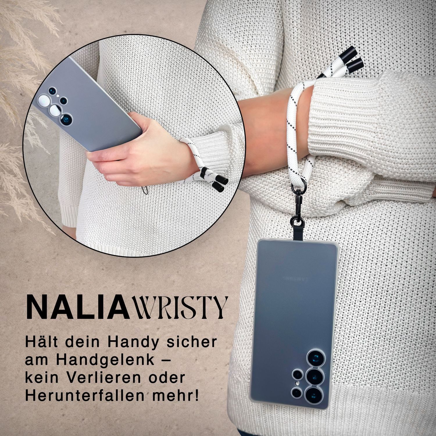 Nalia Handykette Universal Smartphone, Handgelenkschlaufe / Nylon Lanyard / für Handyhülle Schlüssel Kamera