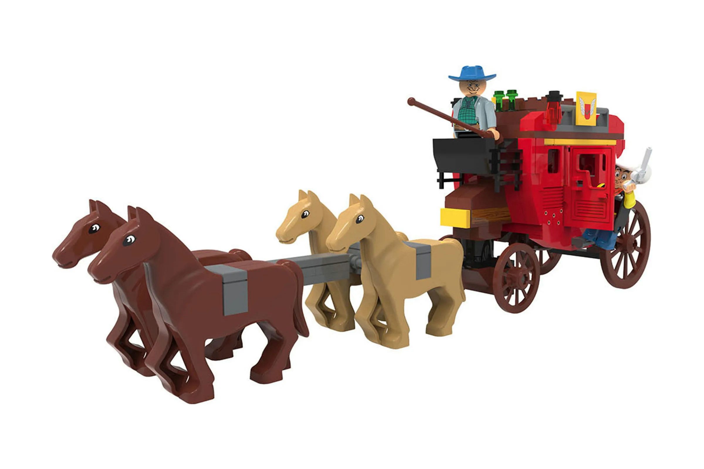 Playtive Lucky Luke Postkutsche 239 Teile handelsübliche Klemmsteine Kompatibel Spielbausteine, (Klemmbaustein-Set, 239 St., 239-teiliges Spielset), Kompatibel mit allen handelsüblichen Klemmsteinen
