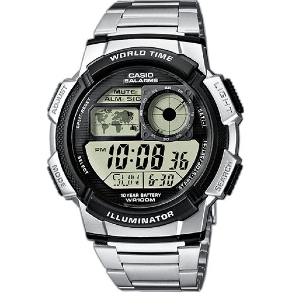 CASIO Luxusuhr Mod. WORLD TIME ILLUMINATOR - 5 Alarms, 10 Year battery