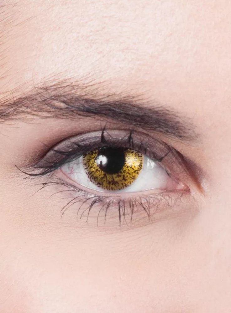 Metamorph Motivlinsen Gold Jahreslinsen Kontaktlinsen ohne Sehstärke, Weiche Jahres-Motivlinsen für fantastische Verwandlungen