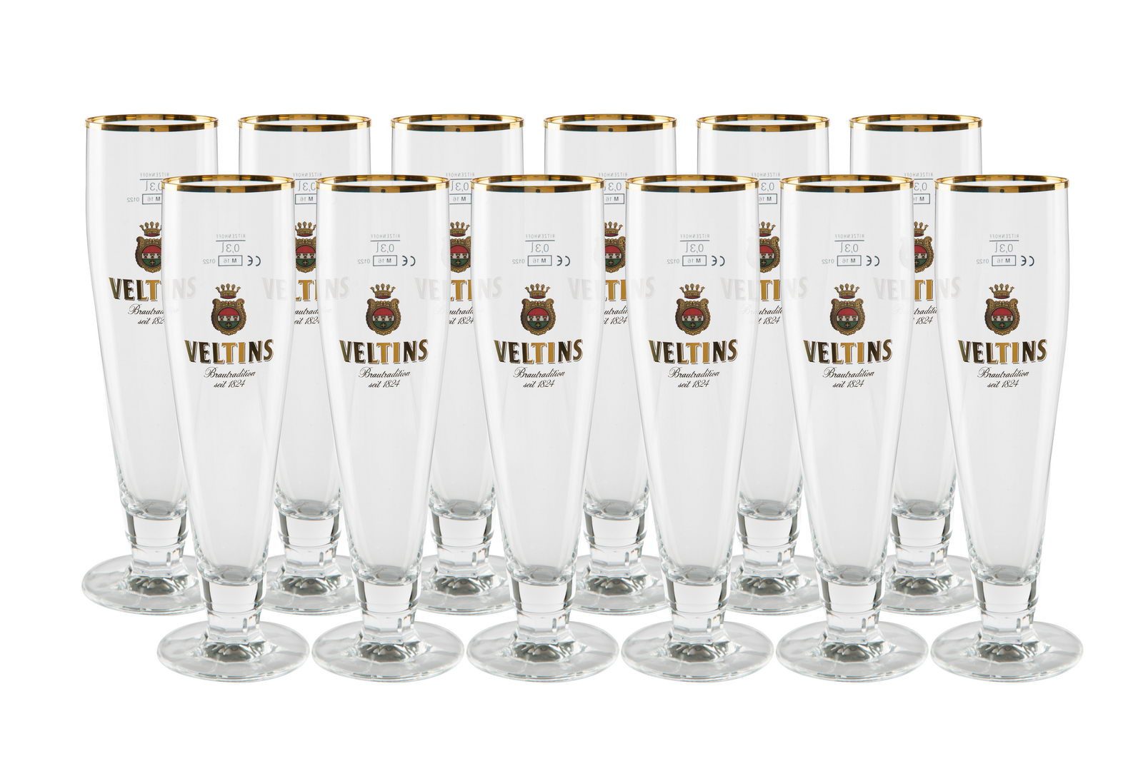 Ritzenhoff Bierglas 0,2l Veltins Tulpe – elegantes Glas mit Goldrand für Pilsgenuss, Glas mit edlem Goldrand