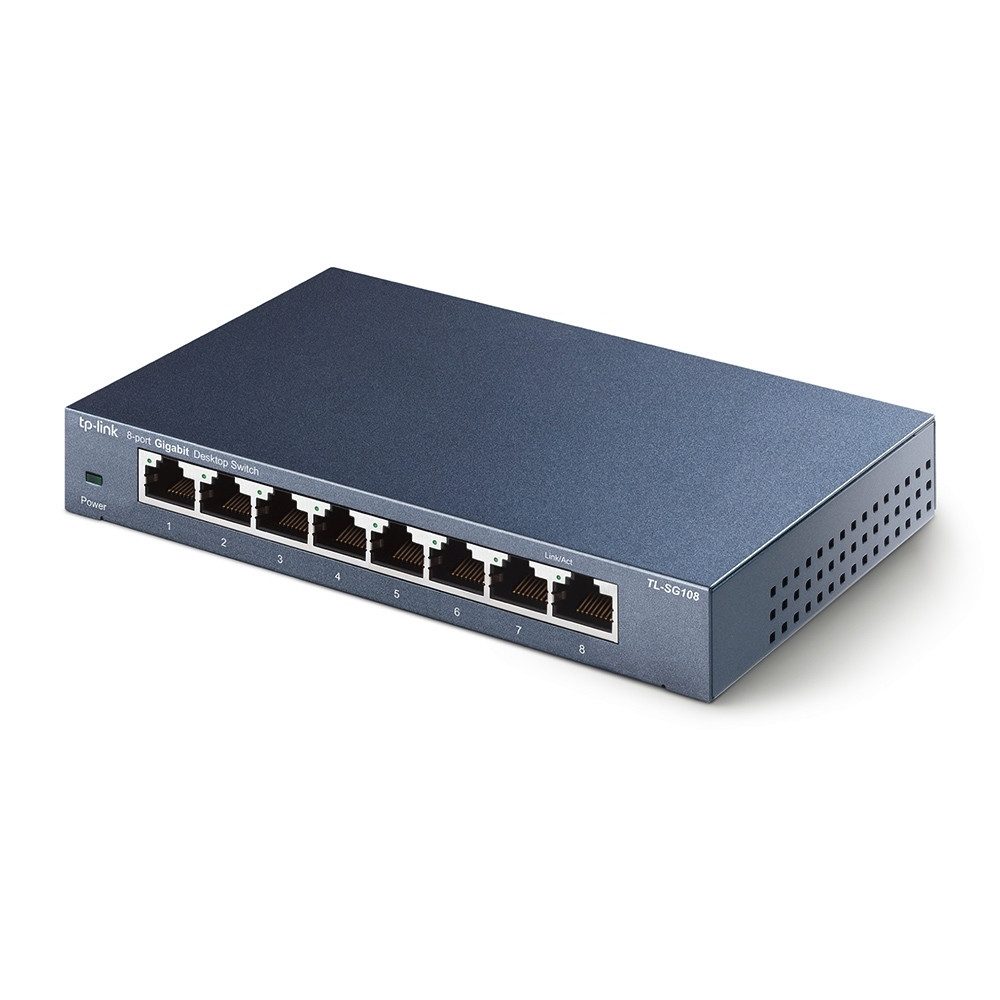 tp-link TP-Link TL-SG108 Netzwerk-Switch (8x 10/100/1000 Mbit/s-RJ45-Ports mit Autoabstimmung und Auto-MDI/MDIX)
