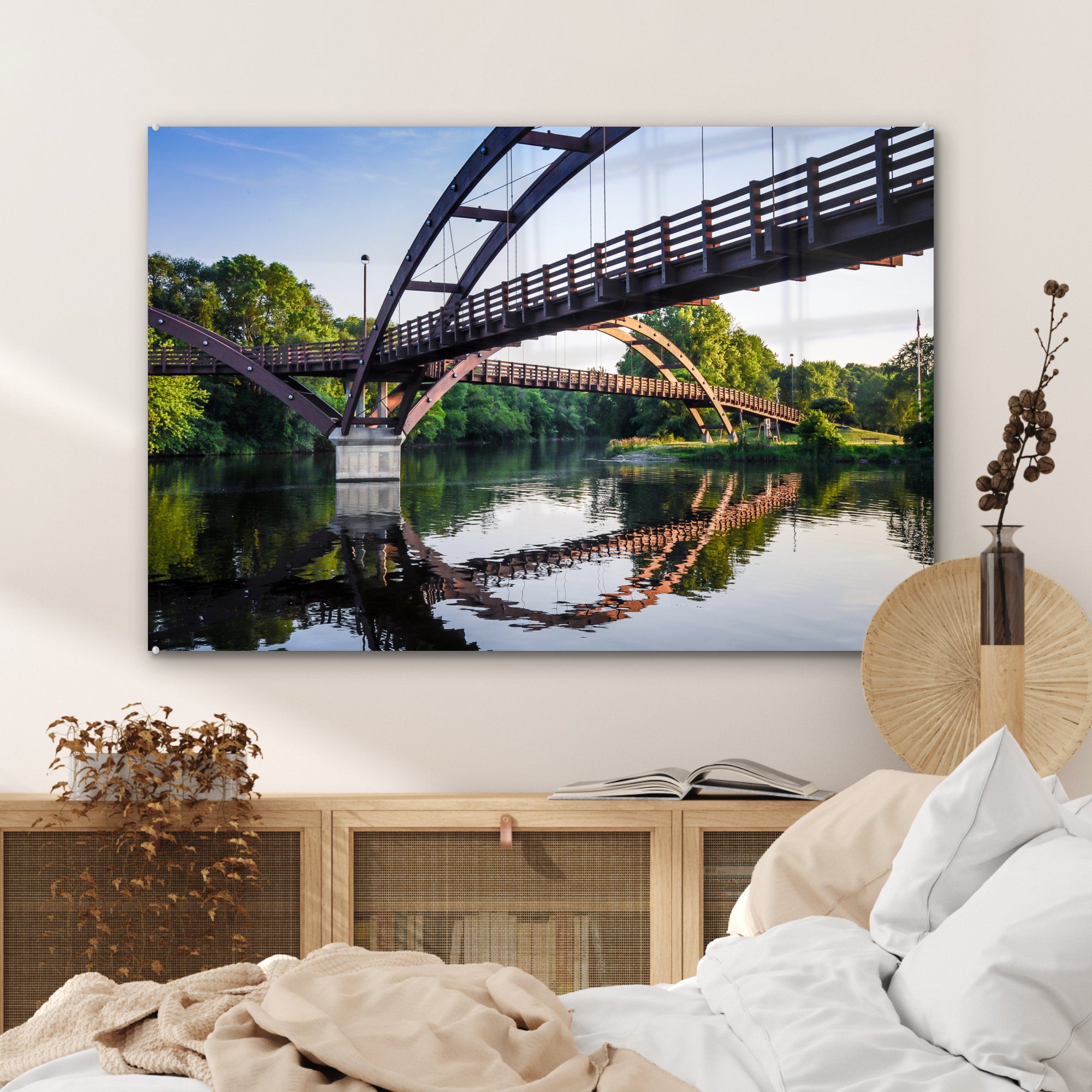 Acrylglasbilder (1 Acrylglasbild & Schlafzimmer St), MuchoWow Midland-Michigan-Brücke, Wohnzimmer