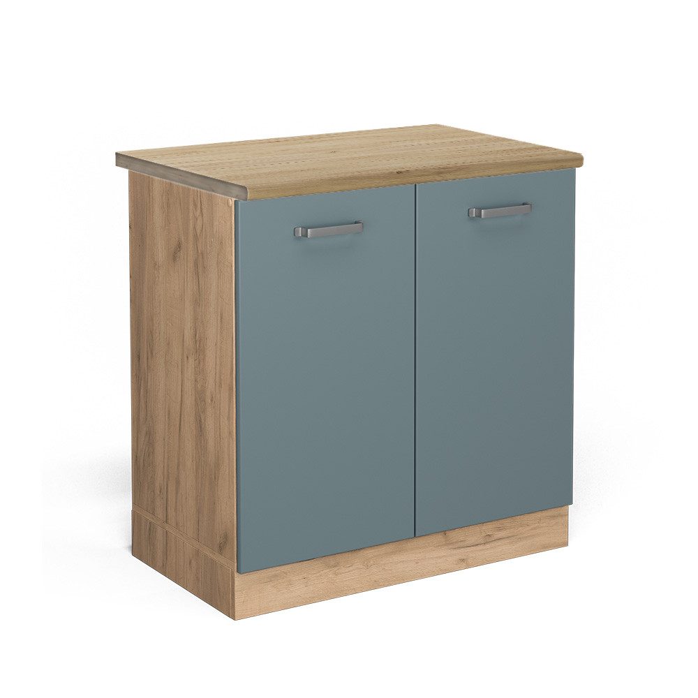 Vicco Spülenunterschrank R-Line, Schwarz Hochglanz/Weiß, 80 günstig online kaufen