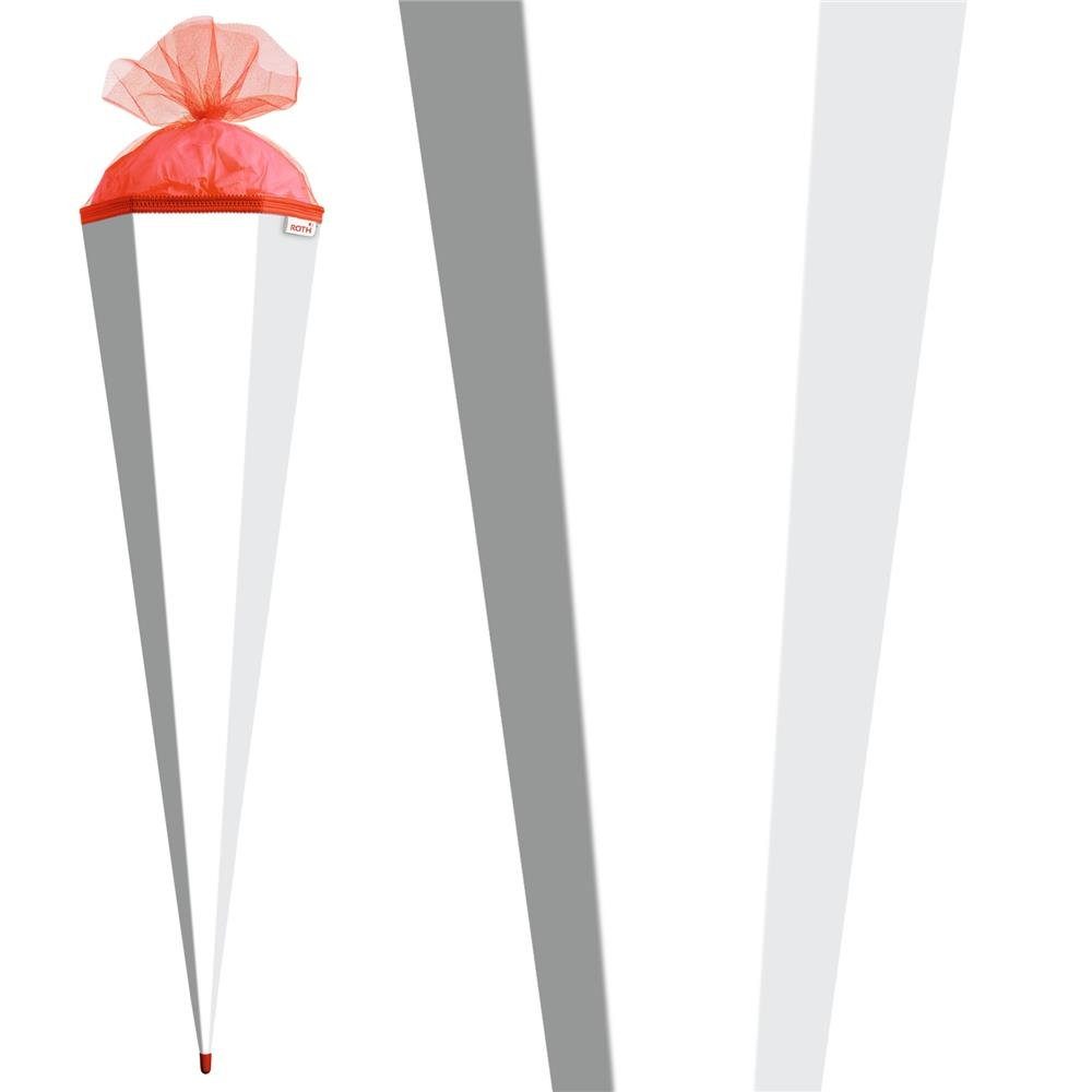 Roth Schultüte Basteltüte Weiß, 85 cm, eckig, mit rotem Tüllverschluss, Rot(h)-Spitze