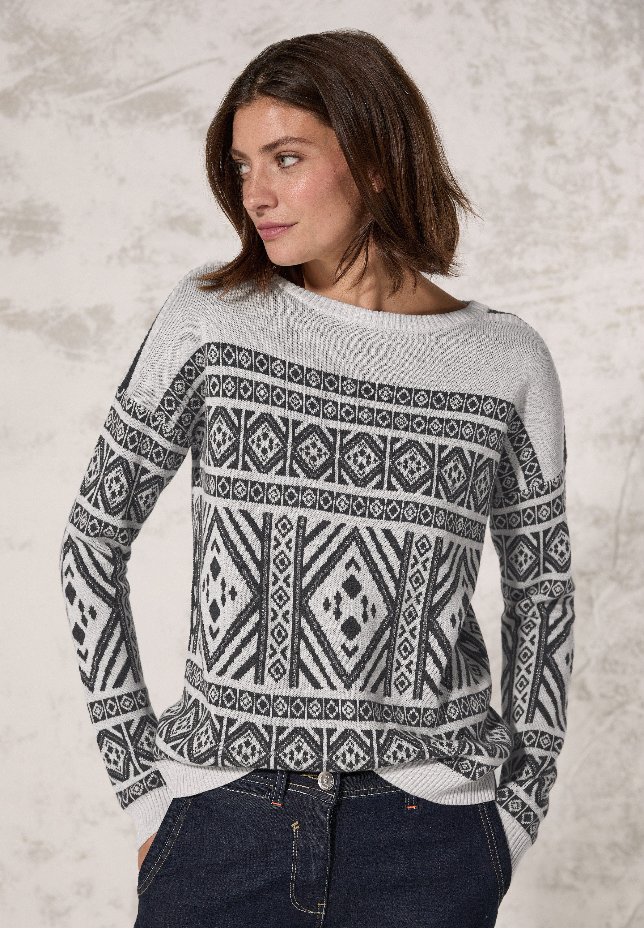 CECIL Longsweatshirt mit U-Boot-Ausschnitt