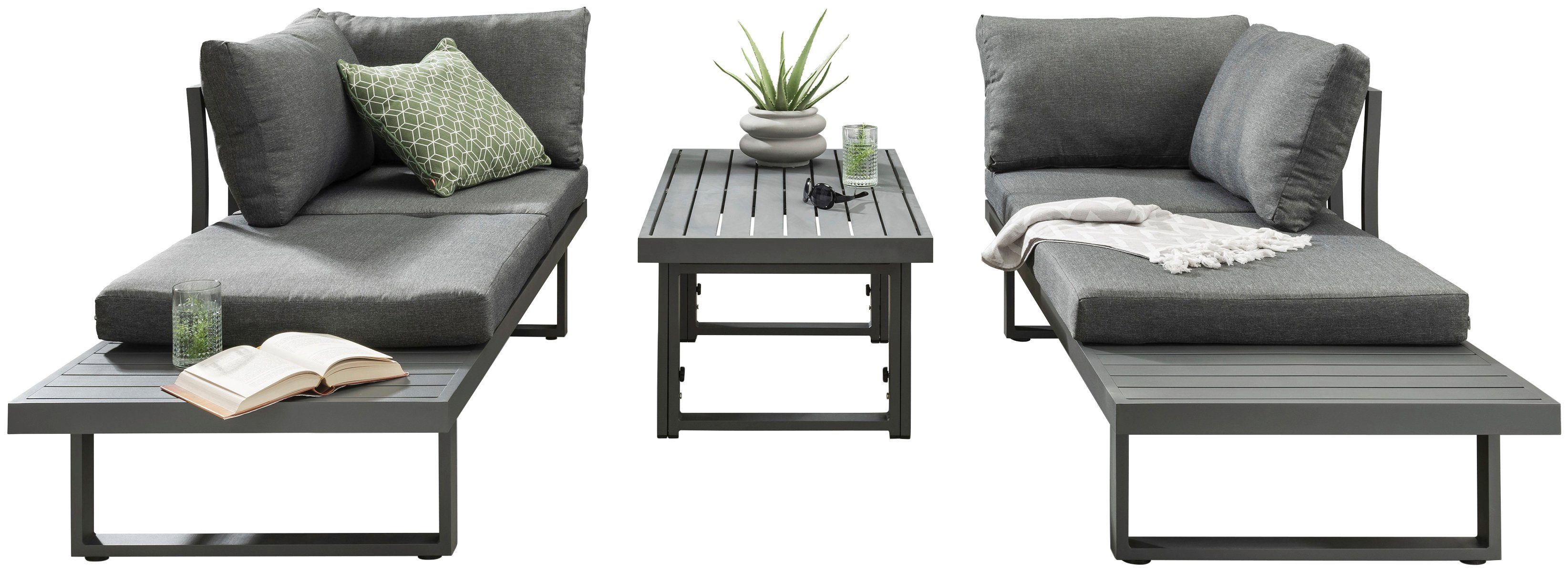 Destiny Gartenlounge-Set SEA POINT, (15-tlg., 2x Schenkel, 1x Tisch), Aluminium