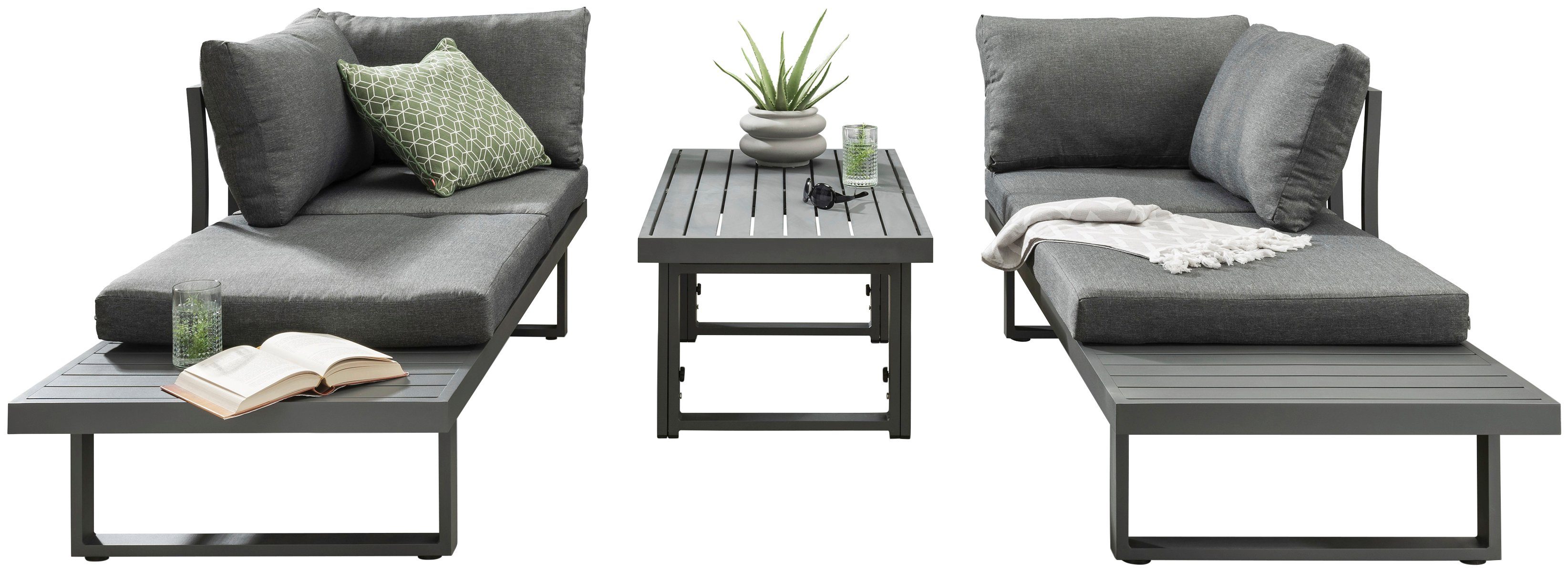 Destiny Gartenlounge-Set Tisch cm (Set, x x Ecklounge, SEA POINT, 15-tlg), 45/68 58 110 verstellb. variabel