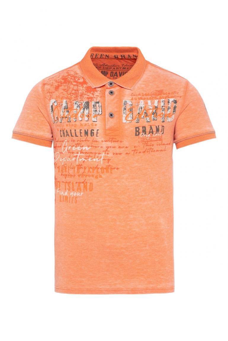CAMP DAVID Poloshirt im Used Look mit Logo Artworks sunstone günstig online kaufen