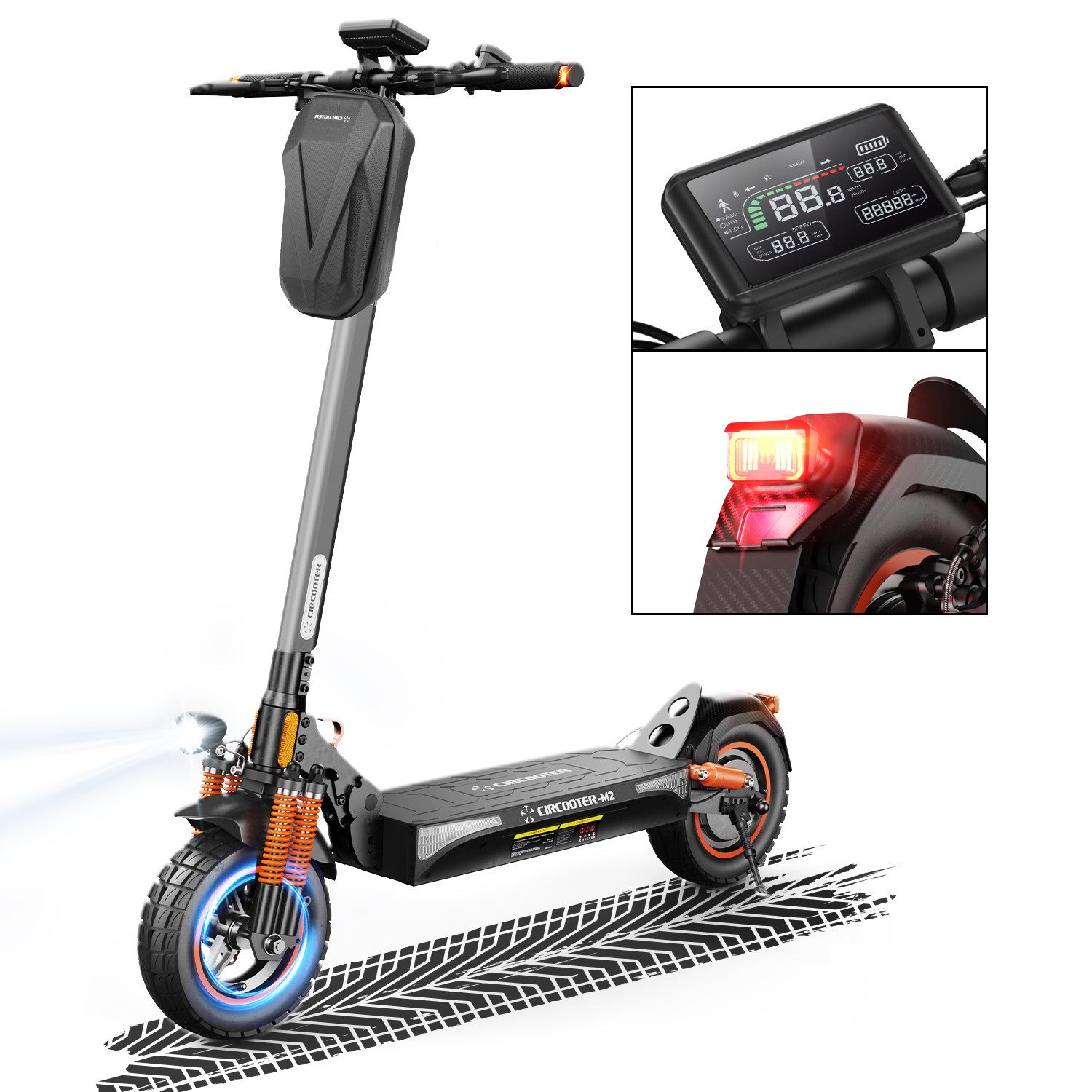 E-Scooter Offroad Elektroroller mit Straßenzulassung(ABE),10 Zoll Klappbar,70 km