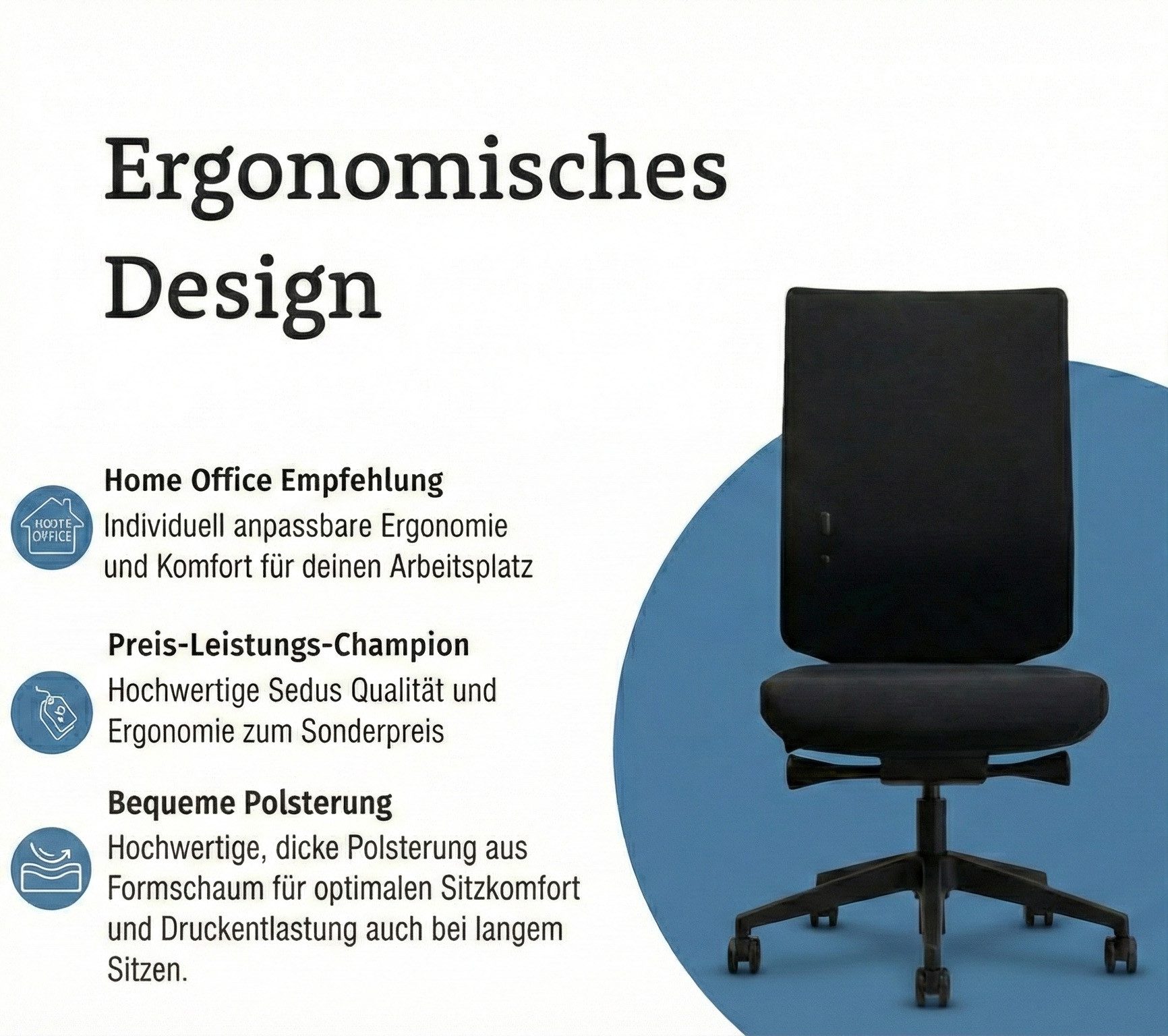 sedus Bürostuhl Sedus se:do Pro, Drehstuhl, Schwarz, bis 130kg Belastbar, ergonomisch