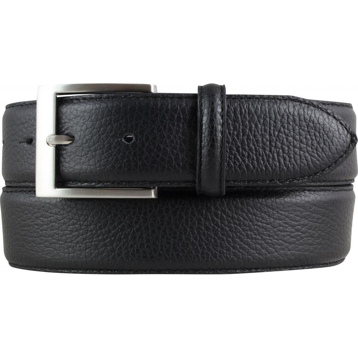 Ledergürtel Herren-Gürtel aus gemasertem Leder mit Steppnaht 4 cm - Hochwertiger L