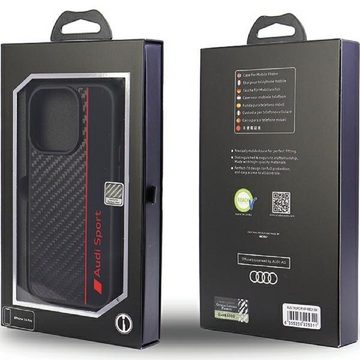 Audi Handyhülle original Case iPhone 14 Pro Carbon Optik schwarz rot 6,1 Zoll, Kantenschutz