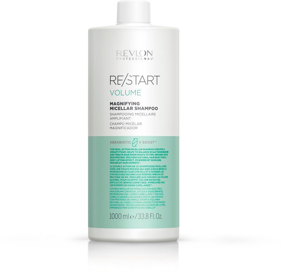 REVLON PROFESSIONAL Haarshampoo Re/Start VOLUME Magnifying Micellar Shampoo 1000 ml, Langanhaltender Lifting-Effekt und strahlender Glanz für feines Haar.