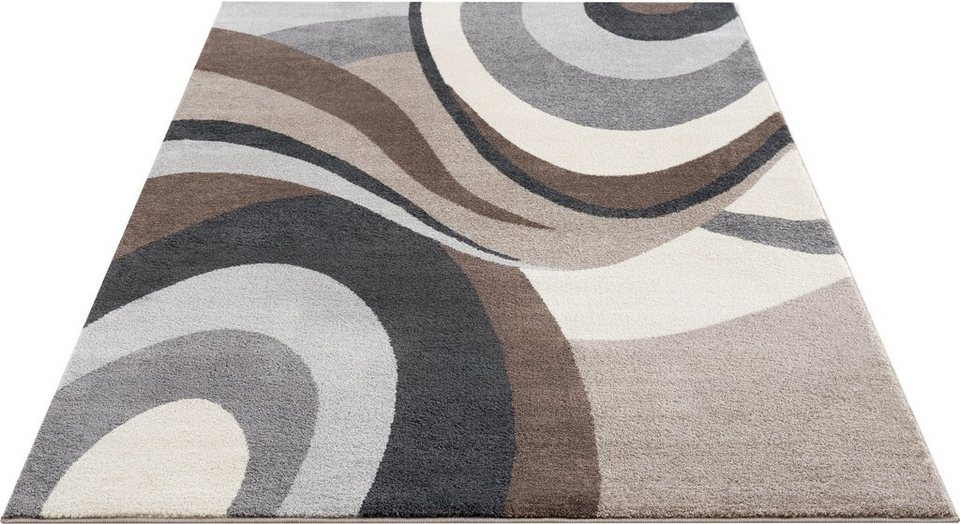 Teppich Neele, andas, rechteckig, Höhe: 14 mm, Wellen-Design, mit handgearbeitetem  Konturenschnitt, Wende-Teppich