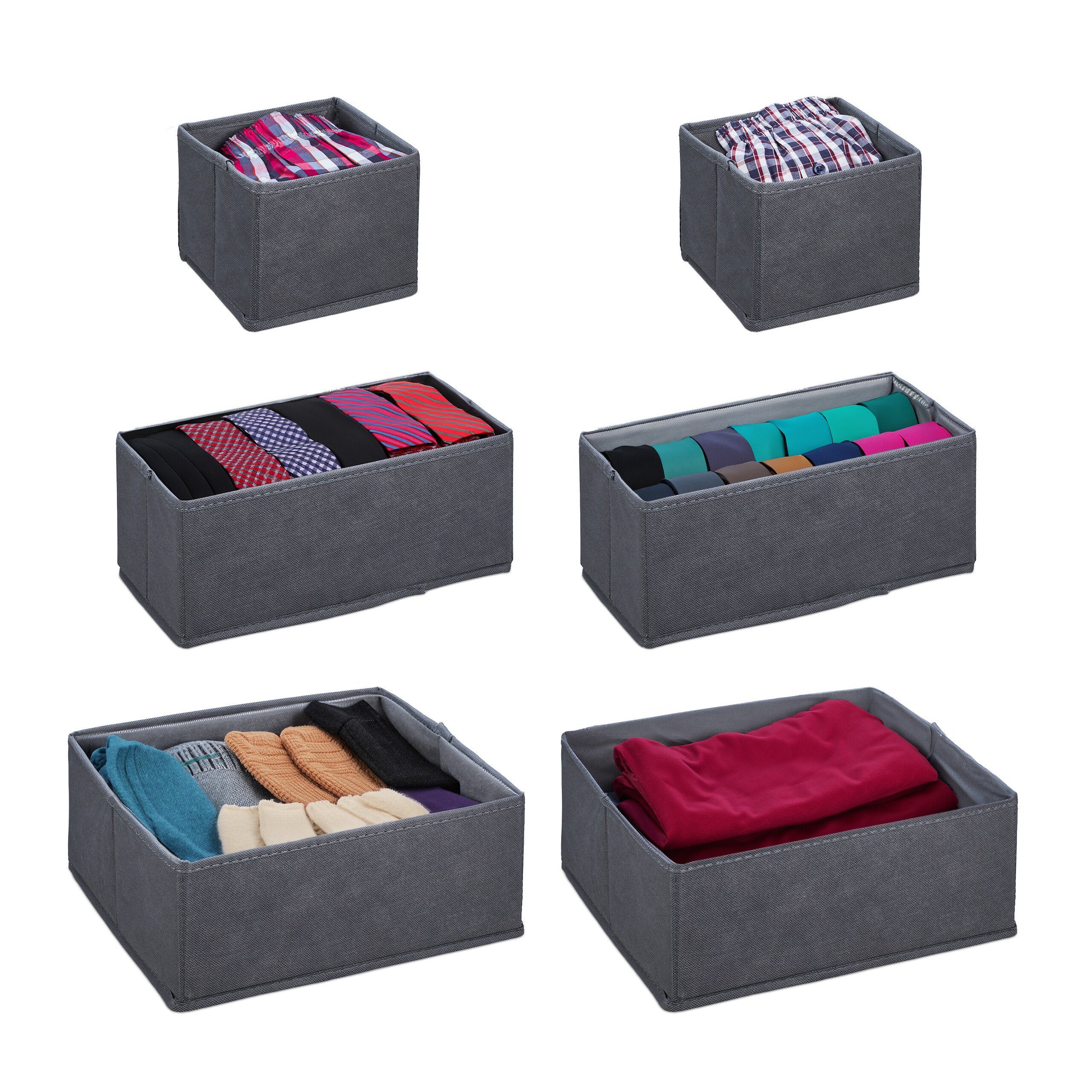 relaxdays Aufbewahrungsbox Schubladen Organizer 6er Set