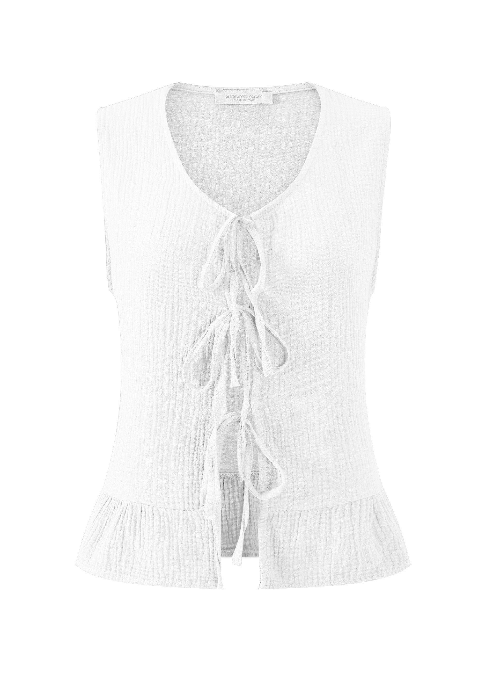 SASSYCLASSY T-Shirt Leichtes Musselin Top Damen mit Schleifen Luftiges Top günstig online kaufen