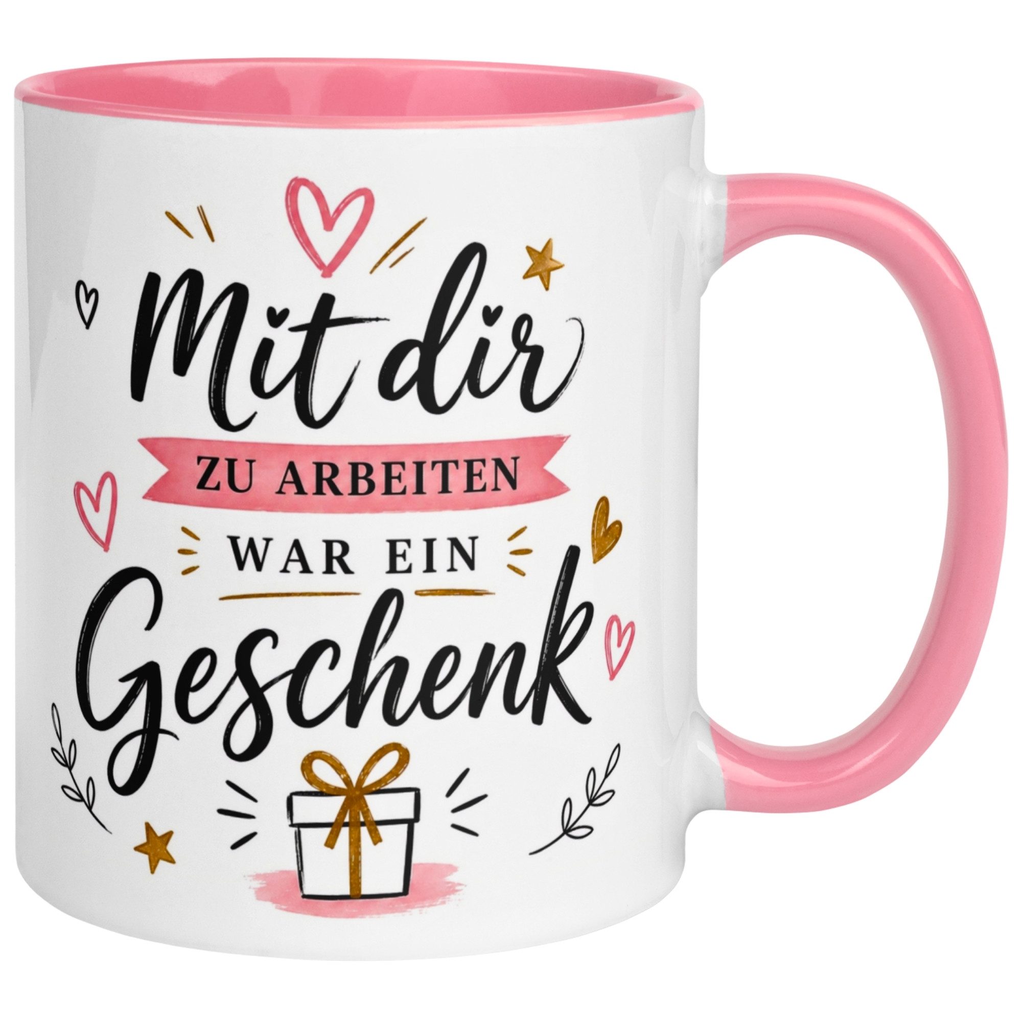 Momentals Tasse Abschiedsgeschenk Kollegin – „Mit dir zu arbeiten war ein Geschenk“, Gratis Versand · Links-&Rechtshänder · Spülmaschinenfest