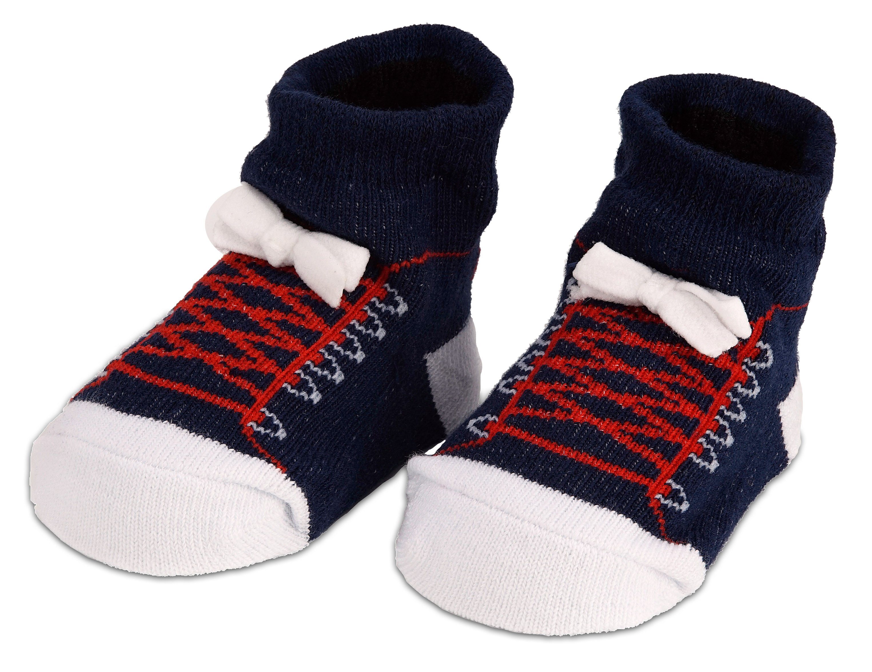 BRUBAKER Socken Babysocken für Jungen und Mädchen 0-12 Monate (4-Paar, Baumwollsocken im Sneaker Style) Turnschuh Design, Baby Geschenkset in Geschenkverpackung – Bild 3 von 5