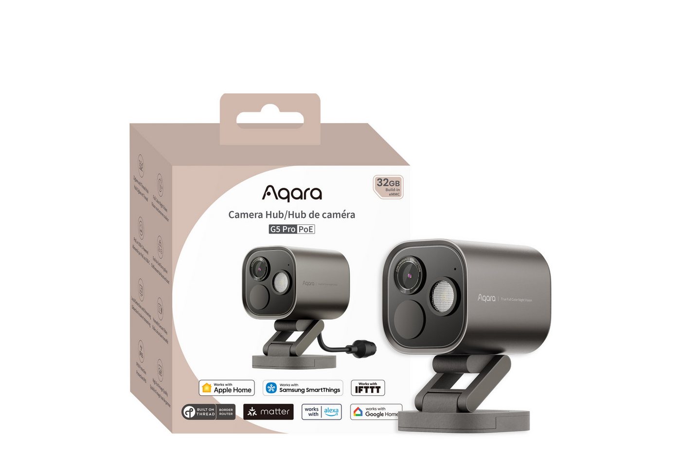 Thumbnail - Aqara Überwachungskamera G5 Pro (PoE), 4MP Kamera-Hub (Nachtsicht in Echtfarben, Zigbee- und Thread-Hub, 32G lokale eMMC...