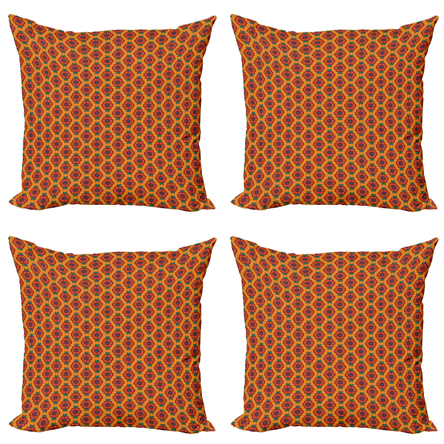 Digitaldruck, (4 Blooming Stück), Kissenbezüge Abakuhaus Blatt orange Laub Accent Burnt Doppelseitiger Modern