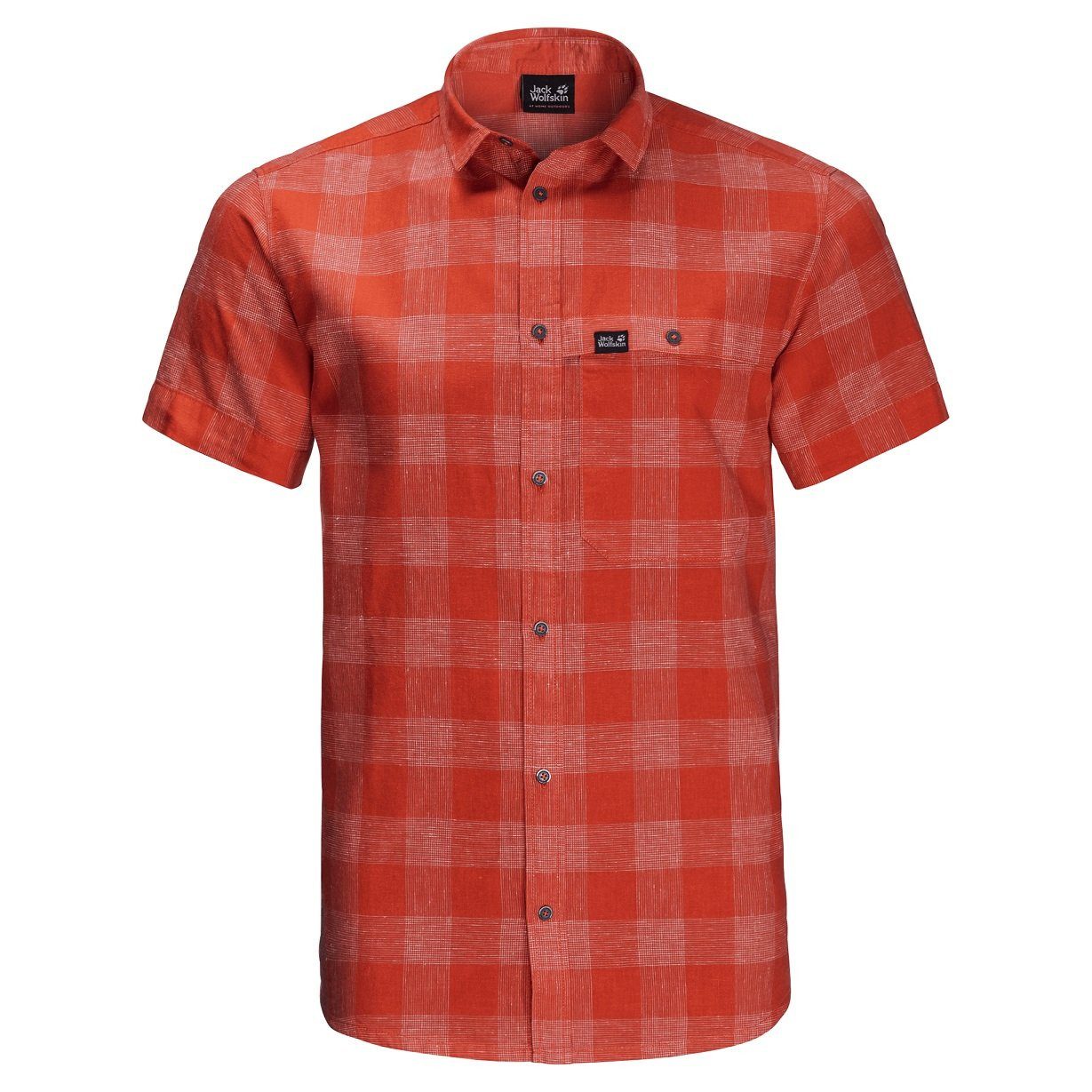 Jack Wolfskin Outdoorhemd Freizeit- und Reisehemd kurzarm Highlands rot Herren