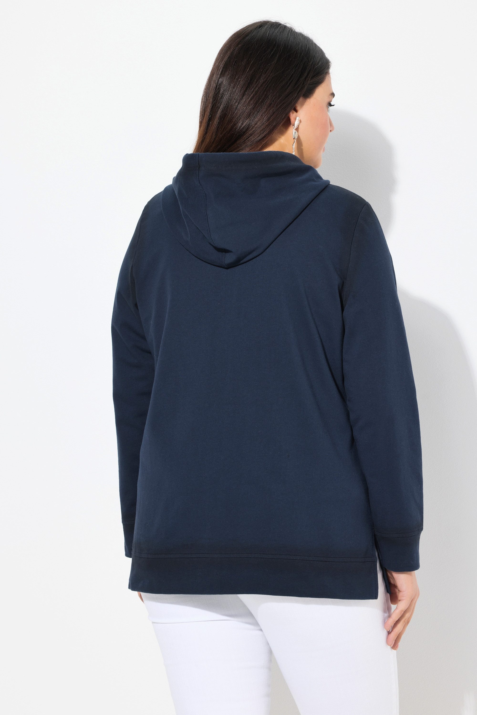 Ulla Popken Sweatjacke Hoodiejacke Spray-Effekt Kapuze Langarm