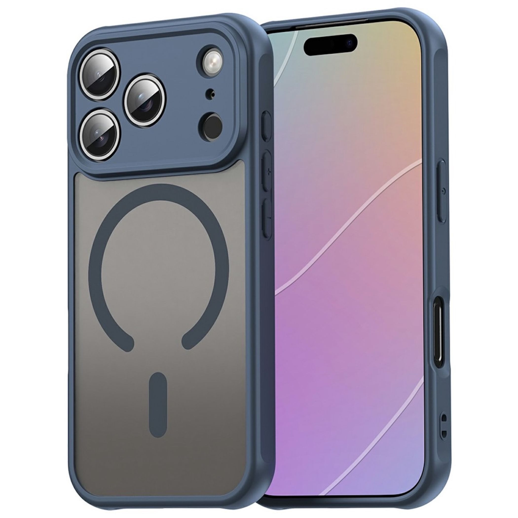 Wigento Handyhülle MagSafe Silikon für Apple iPhone 18 Pro Max TPU Kameraschutz Blau 6,9 Zoll, Magnetisch, Durchsichtig, Stoßfest