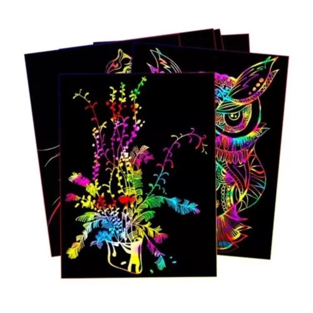 KRUZZEL Zeichenblock Rubbelblock Notizblock, ergonomisch geformter Holzstift ermöglicht kreatives Gestalten