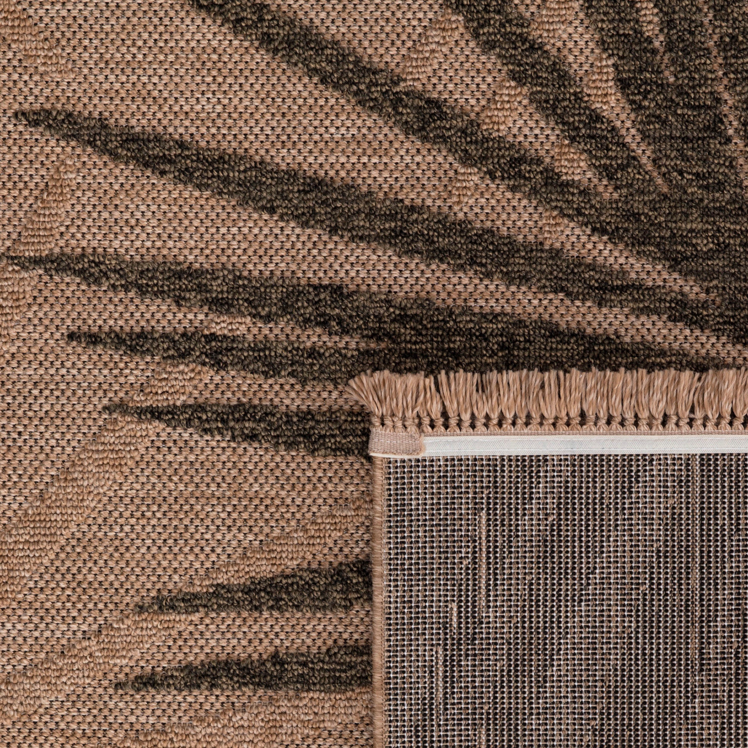 Teppich Blätter, mit Fransen, Höhe: Cologne rechteckig, 11 Home, mm, geeignet Hoch-Tief Outdoor Paco Effekt, Flachgewebe, 491,