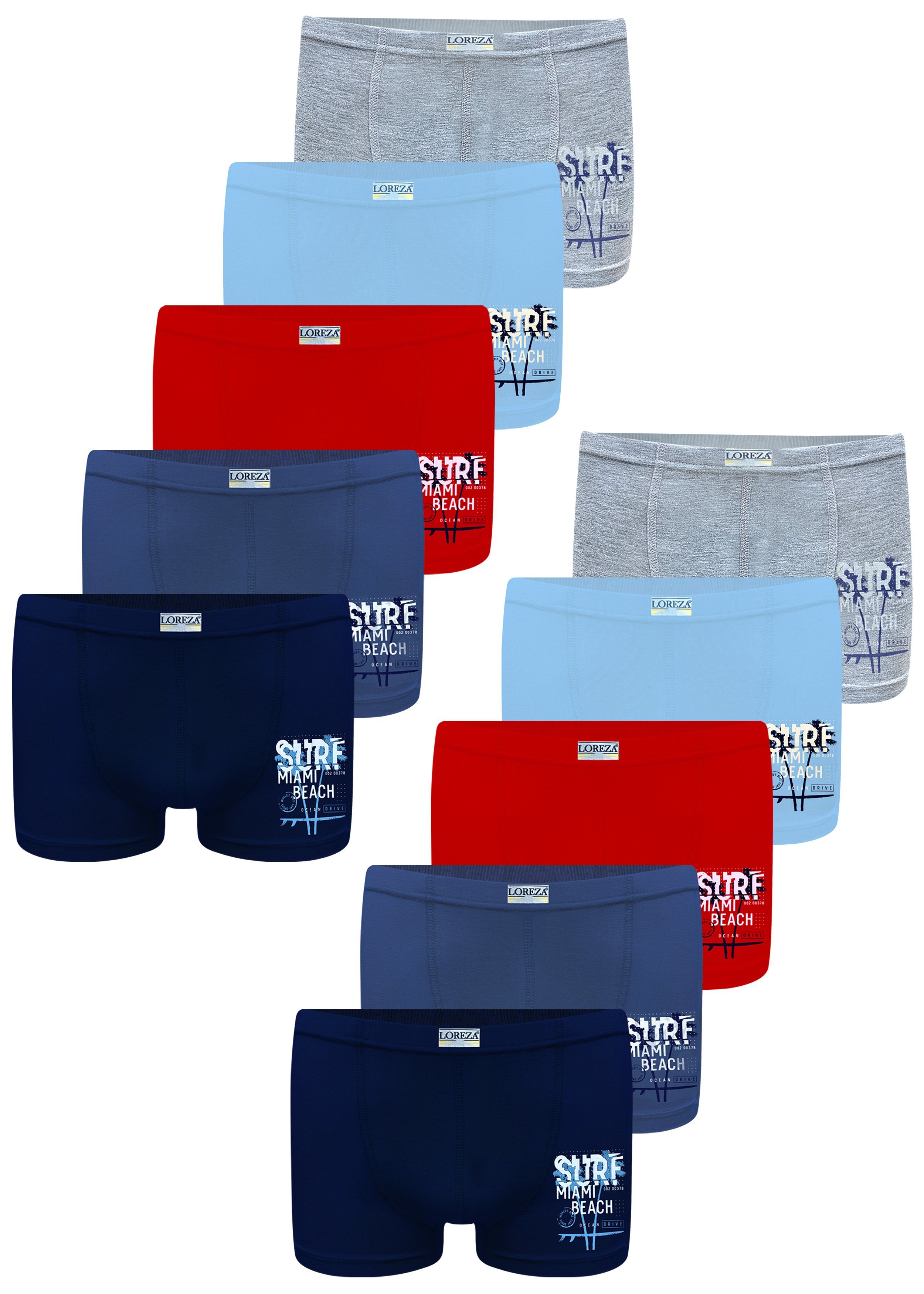 LOREZA Boxershorts 10 Jungen Boxershorts Unterhosen aus Baumwolle (Spar-Packung, 10-St)