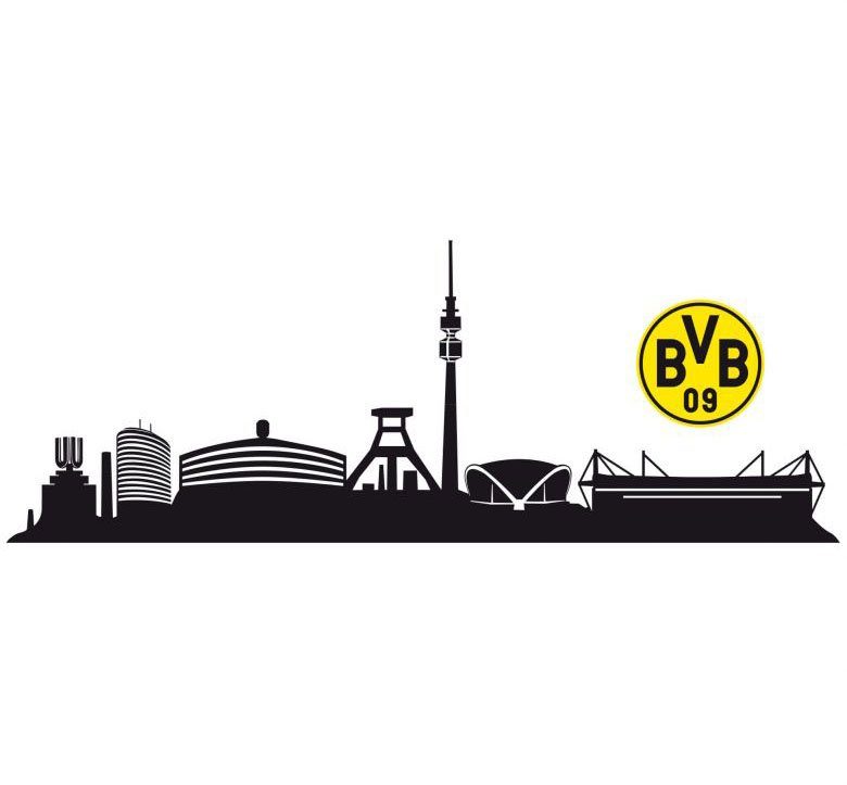 Wall-Art Wandtattoo Fußball BVB St) mit Skyline Logo (1