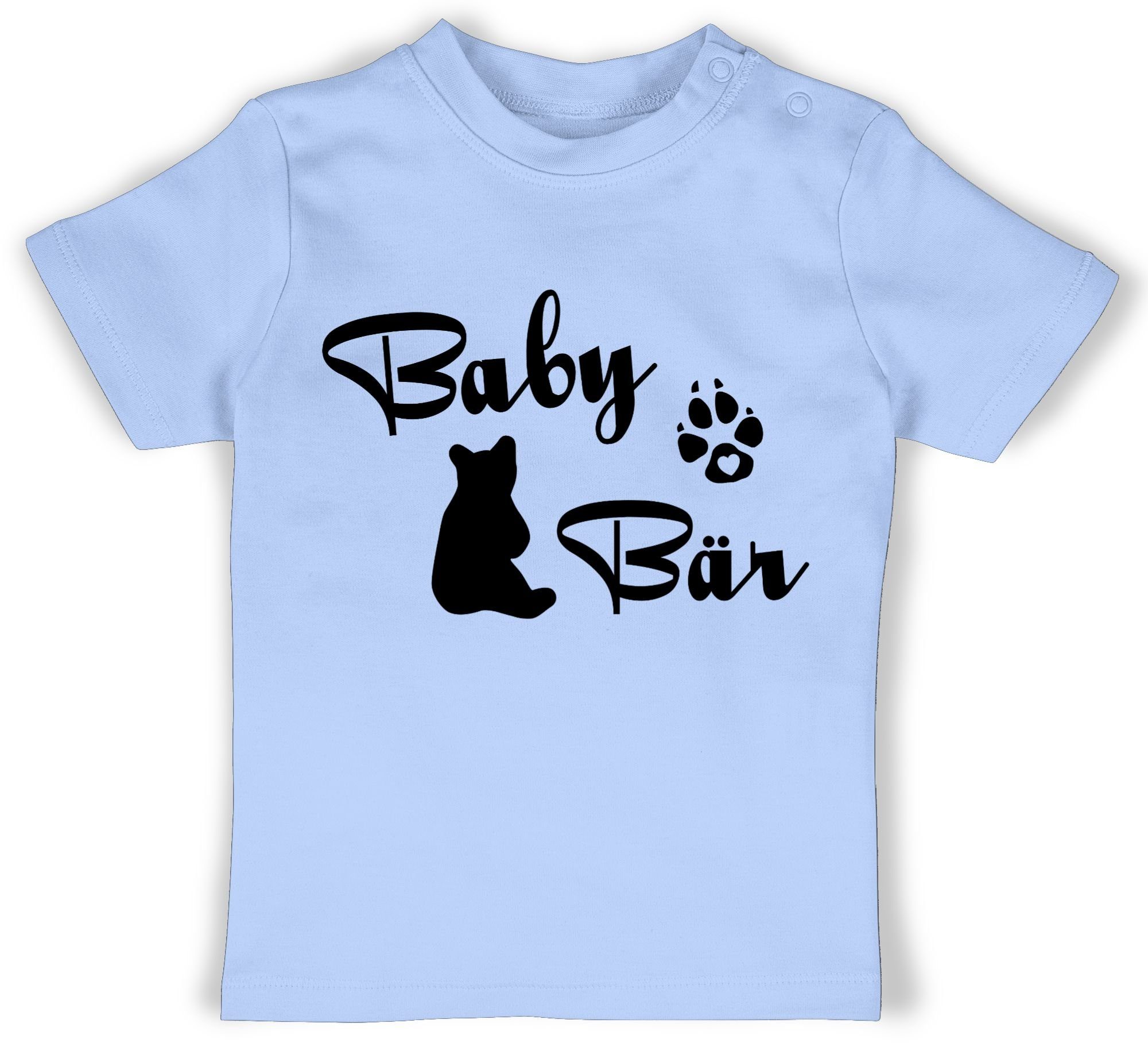 Shirtracer T-Shirt Baby Bär Lettering Strampler Baby Mädchen & Junge 3 Babyblau