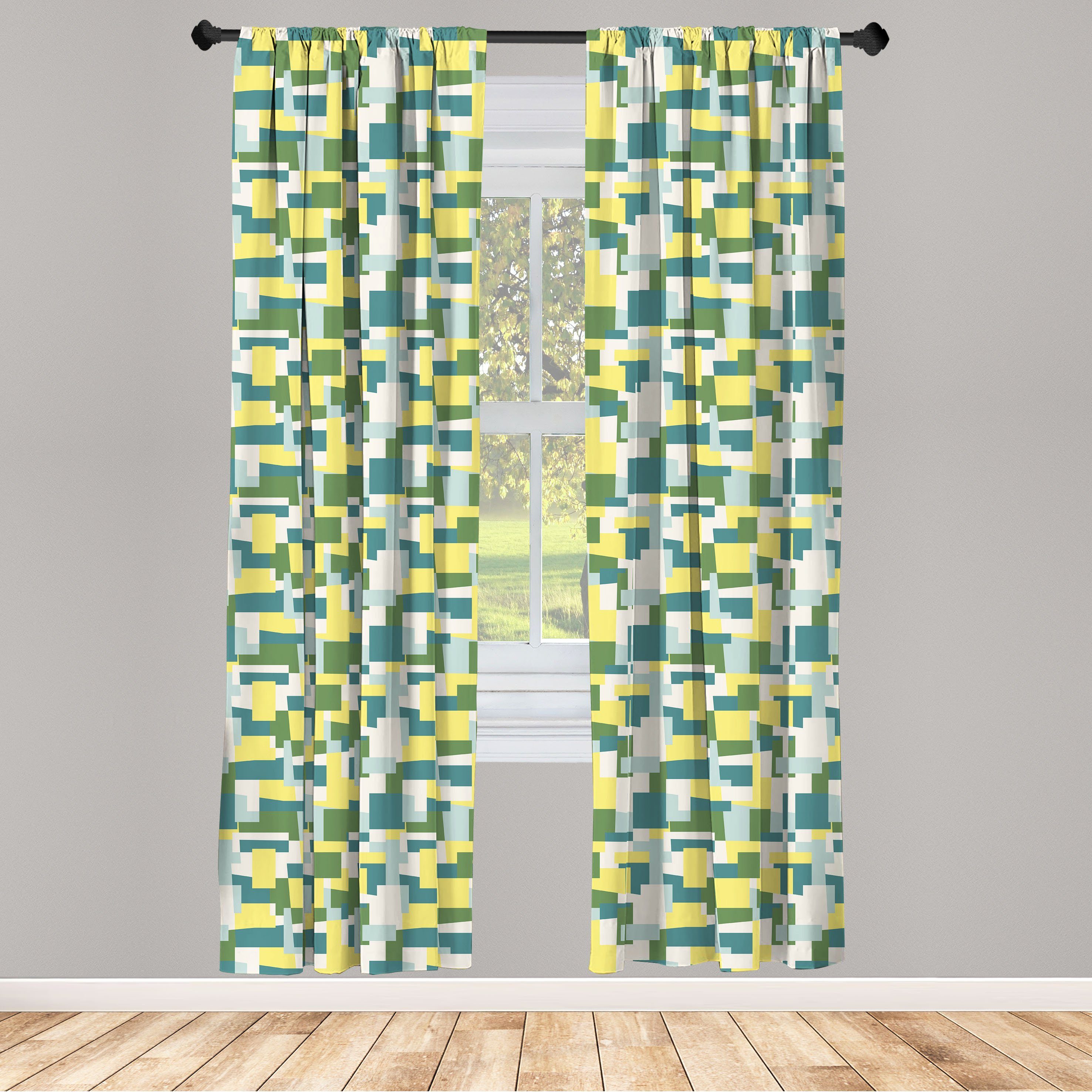 Gardine Vorhang für Wohnzimmer Schlafzimmer Dekor, Abakuhaus, Microfaser, Abstrakt Pastellfarben-Formen