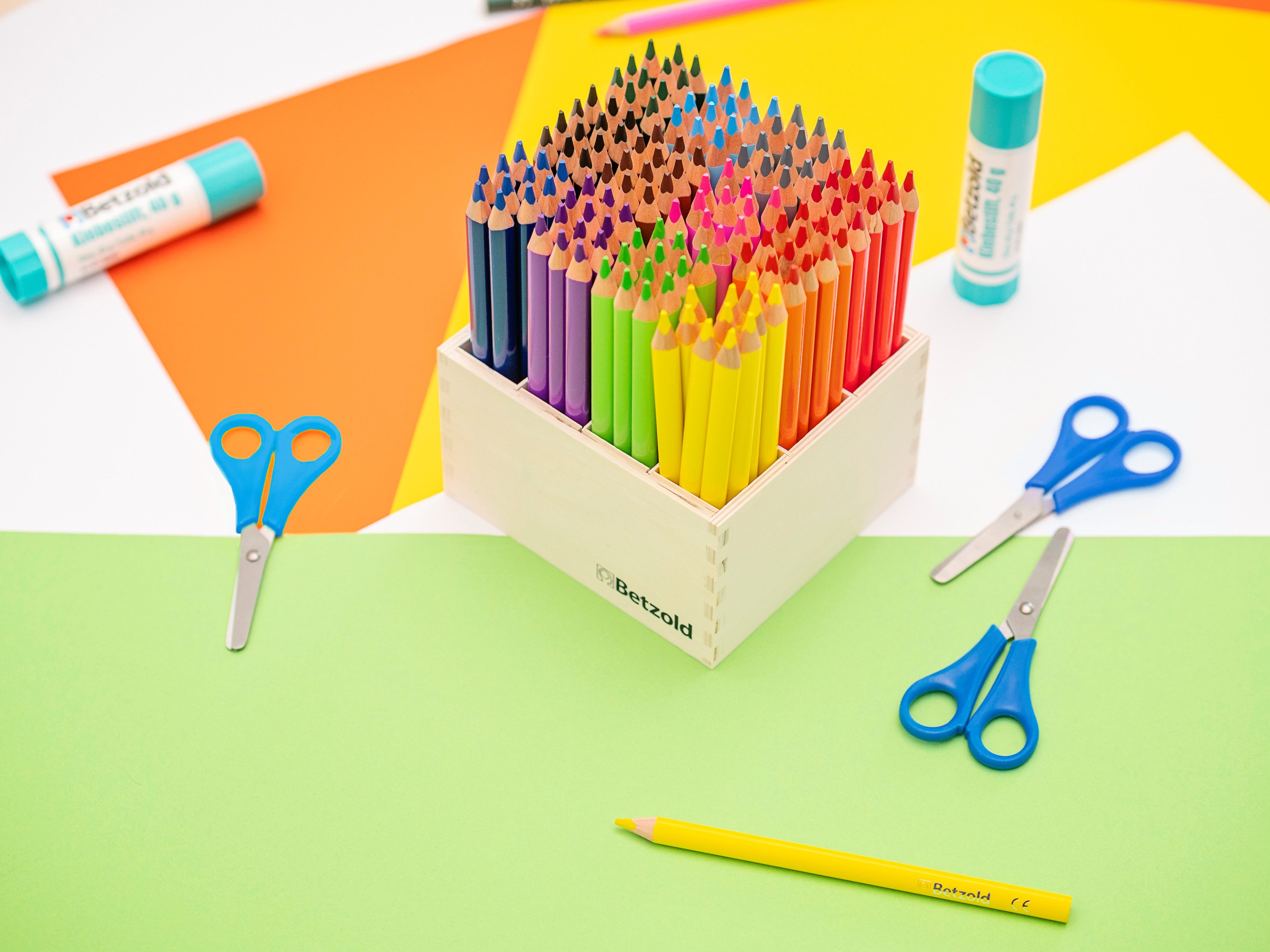 Betzold Buntstift 144 dicke Dreikantstifte, 17,5 cm lang – Buntstifte Kinder