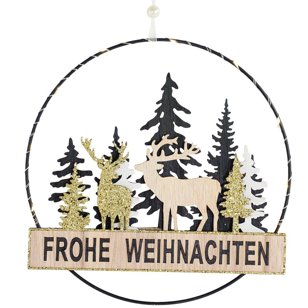 RIFFELMACHER & WEINBERGER Christbaumschmuck LED Dekohänger Schriftzug Frohe Weihnachten 24 cm