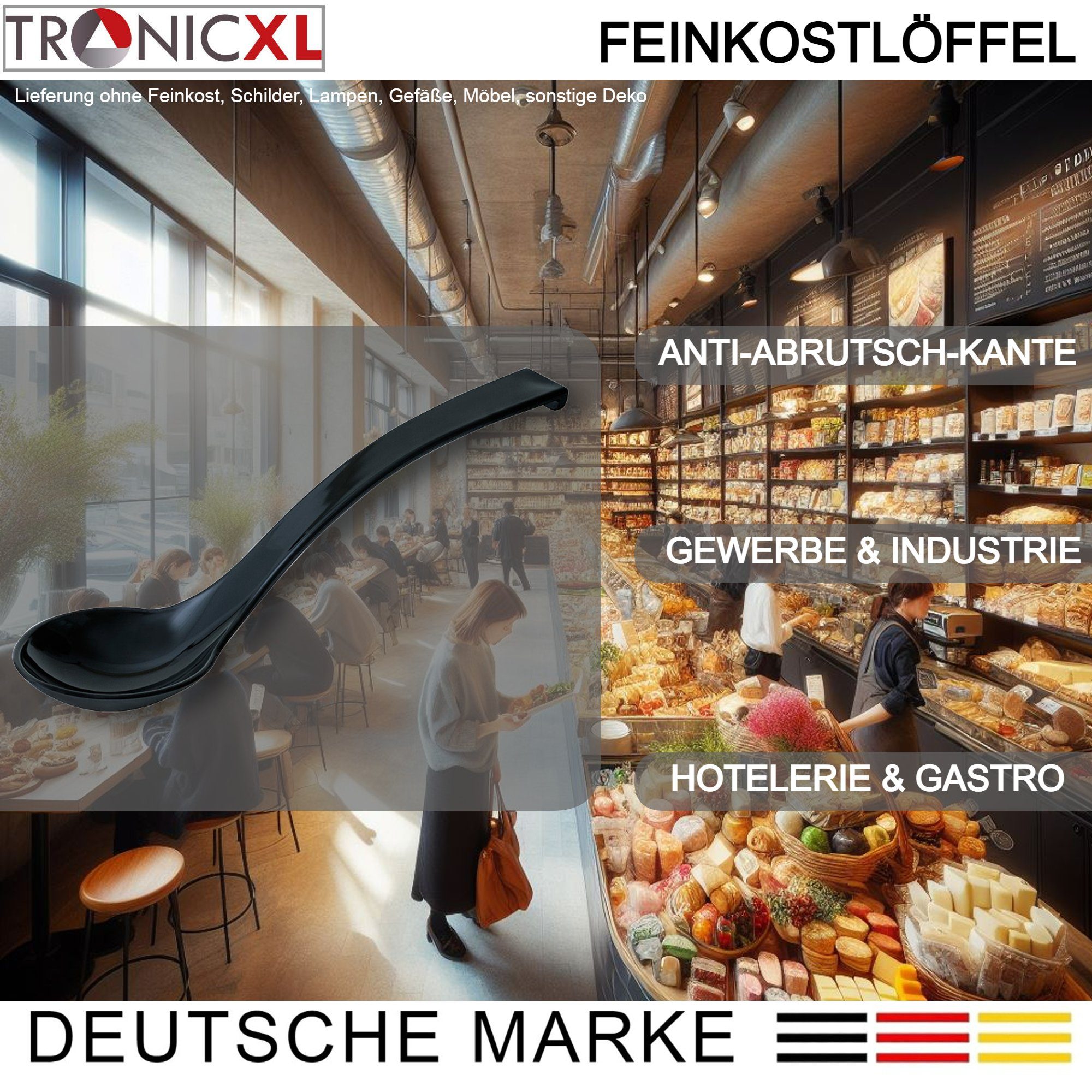 TronicXL Servierlöffel 6 Stück SAN Feinkostlöffel Löffel Servier Feinkost Salat Schöpflöffel, spülmaschinengeeignet SAN Kunststoff Salat Oliven Kapern – Bild 2 von 5