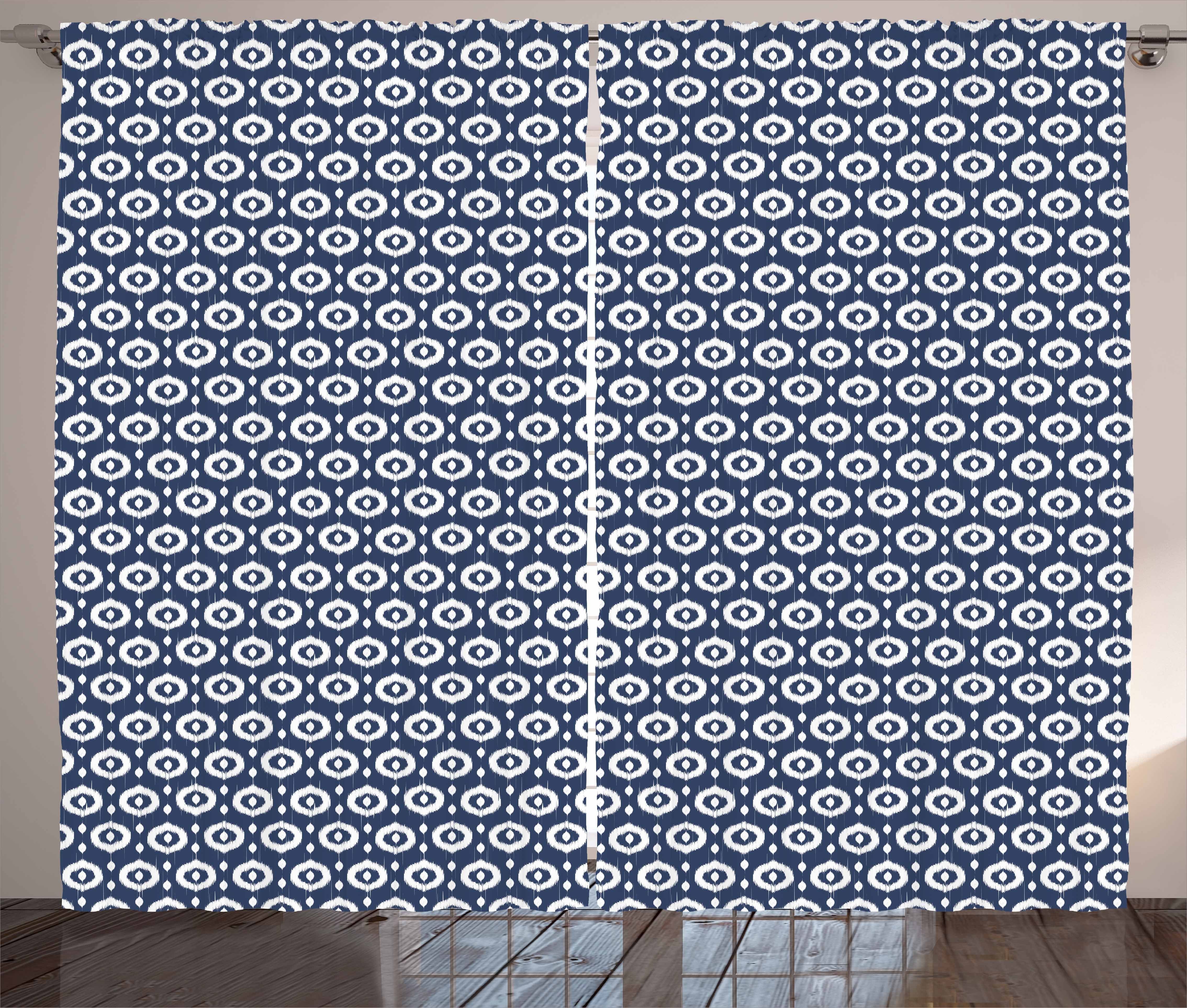 Gardine Schlafzimmer Kräuselband Vorhang mit Schlaufen und Haken, Abakuhaus, Ikat Kreis-Punkte Asian