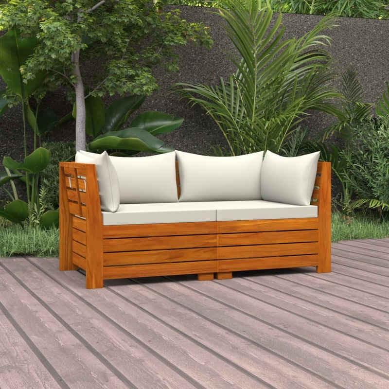 vidaXL Gartenlounge-Set 2-Sitzer-Gartensofa mit Kissen Massivholz Akazie, (1-tlg)