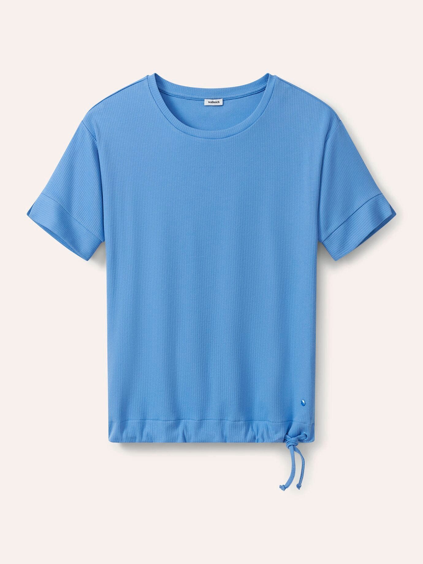 Walbusch Blouson Damen Blousonshirt Rippenstruktur Rundhals Halbarm Baumwolle Kordelzug-Saum, elastischer Sitz, Ärmel‑Schlitz, pflegeleicht