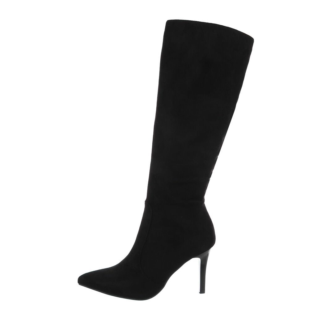 in Stiefel Abendschuhe Schwarz Damen Ital-Design Elegant High-Heel High-Heel-Stiefel Pfennig-/Stilettoabsatz