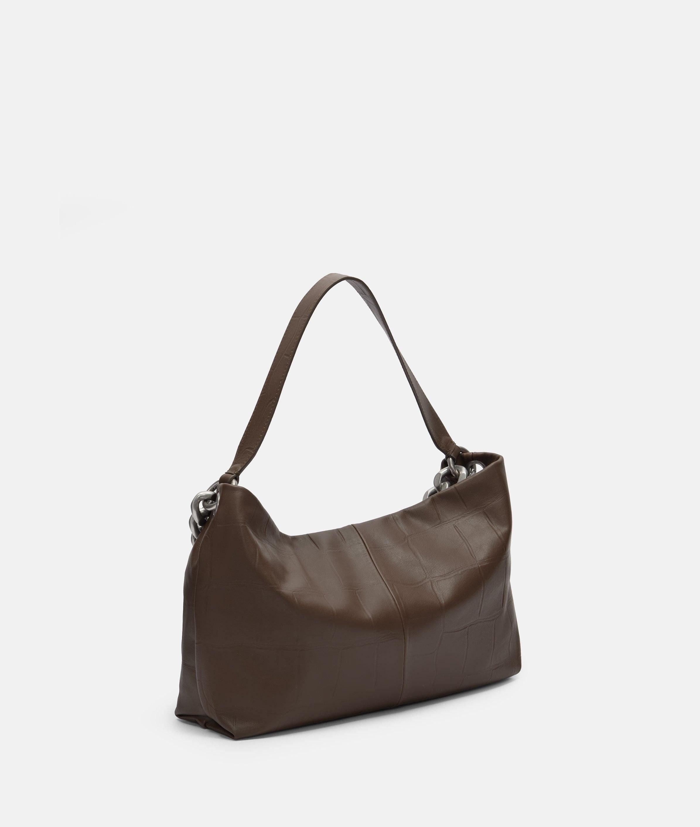 Liebeskind Berlin Schultertasche Kroko Mira Hobo M, Geräumige Hobo-Bag mit Kroko-Prägung