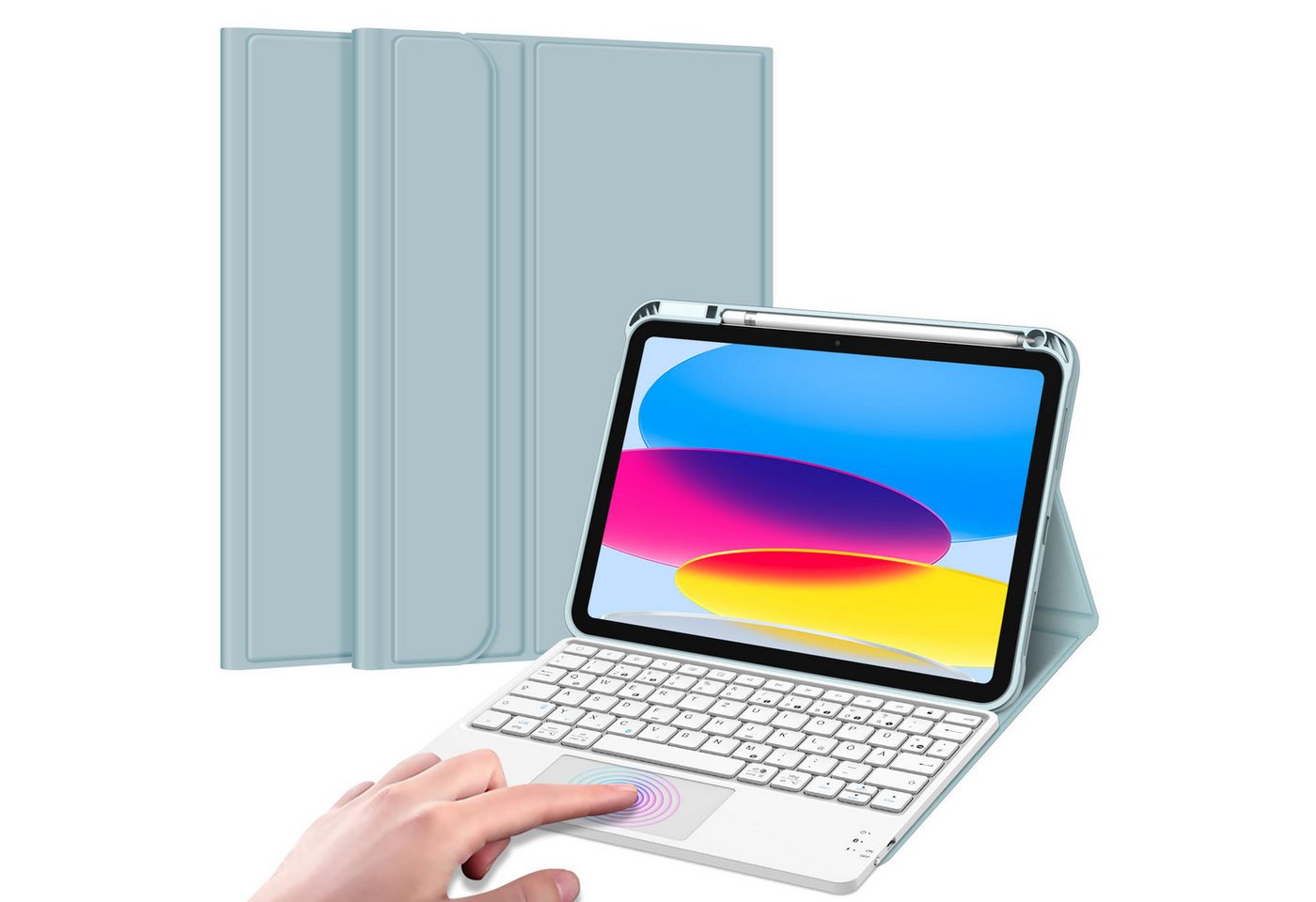 Fintie Tablet-Hülle für iPad 11. Generation 2025 11"(A16), iPad 10. Generation 2022 10.9", mit magnetischer Abnehmbarer Deutscher Touchpad …