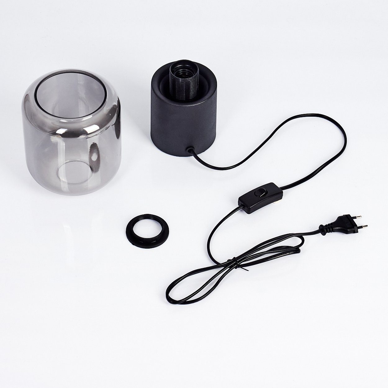 hofstein Tischleuchte Retro Lese Leuchten Nacht Tisch Lampen Rauchglas Schlaf Wohn Zimmer. Reduzierter Preis € 29,99. Unverbindliche Preisempfehlung € 39,90