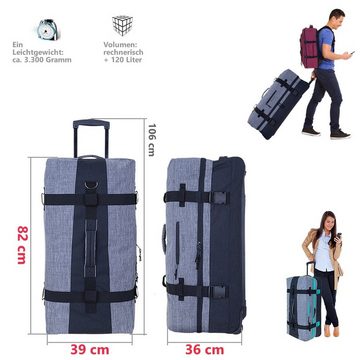 ELEPHANT Trolley XXL Travel Reisetrolley 80 cm 120 Liter Reise, Tasche groß Softcase Gepäck Urlaub Trolly