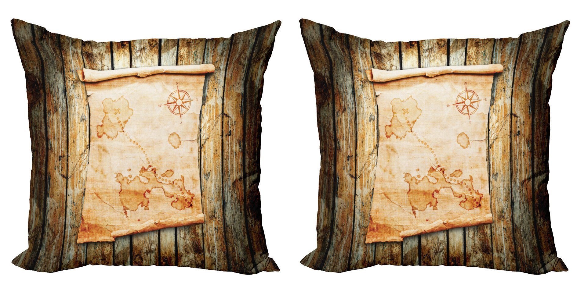 Grunge Digitaldruck, Stück), Pirat Doppelseitiger Accent Holz Karte Kissenbezüge Modern auf Abakuhaus (2