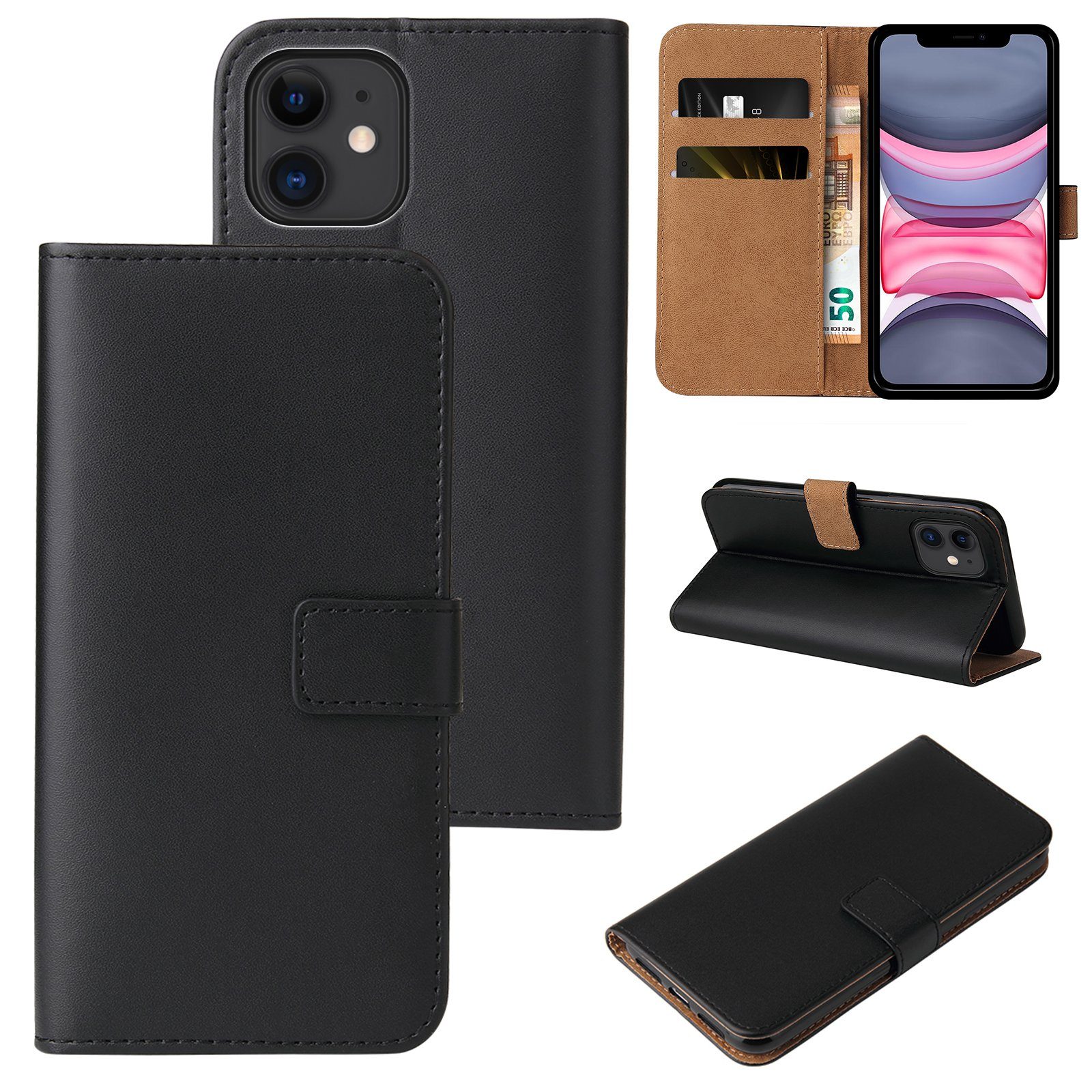Tec-Expert Handyhülle Klapp Hülle für Apple iPhone 11 6.1 Zoll, 6.1, Flip Case für Apple iPhone 11